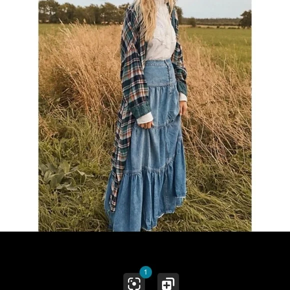 Free People Dreamweaver Denim Skirt - Picture 2 of 9